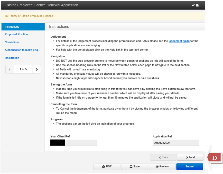 Casino Employee Licence Renewal step 13